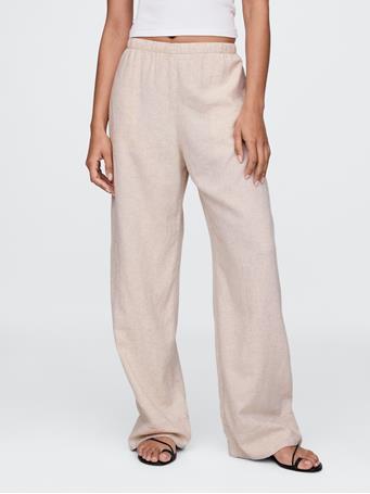 GAP - Linen-Blend Easy Wide-Hem Pants FLAX LINEN