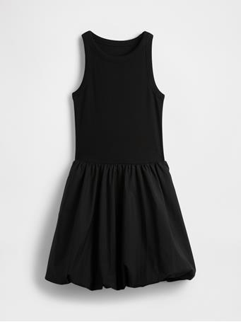 GAP - Mixed Media Bubble Mini Dress TRUE BLACK