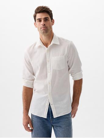 GAP - Linen-Blend Shirt in Standard Fit NEW OFF WHITE