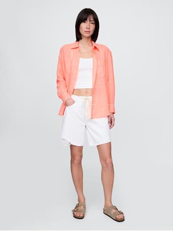 GAP - 100% Linen Oversized Shirt NEON ORANGE V2