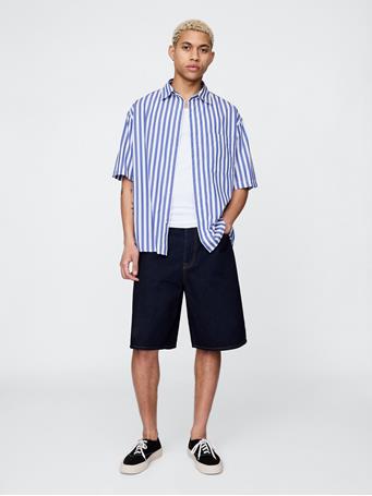 GAP - Organic Cotton Oversized Poplin Shirt BLUE STRIPE