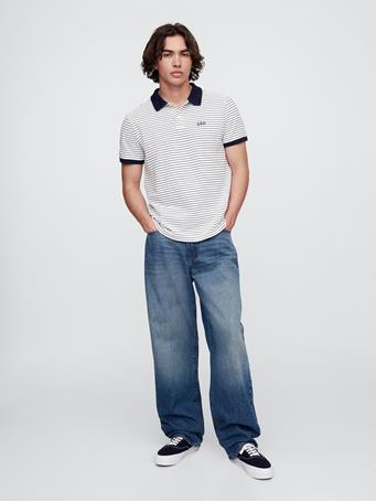 GAP - Logo Polo Shirt WHITE NAVY STRIPE