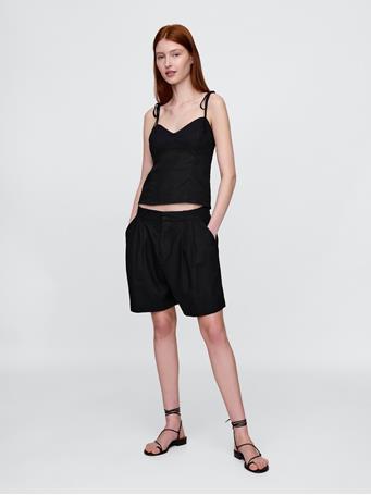 GAP - Linen-Blend Tie-Strap Cami TRUE BLACK