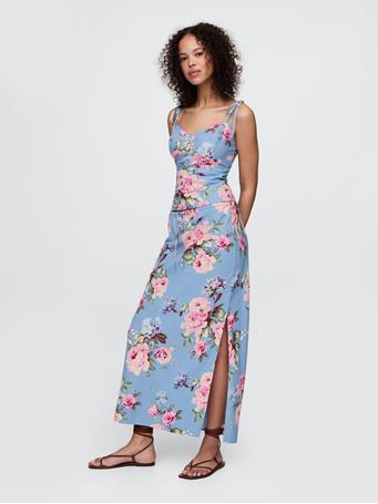 GAP - Linen-Blend Tie-Strap Cami BLUE MULTI FLORAL
