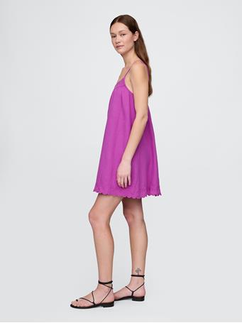 GAP - Cotton Gauze Embroidered Swing Dress ORCHID