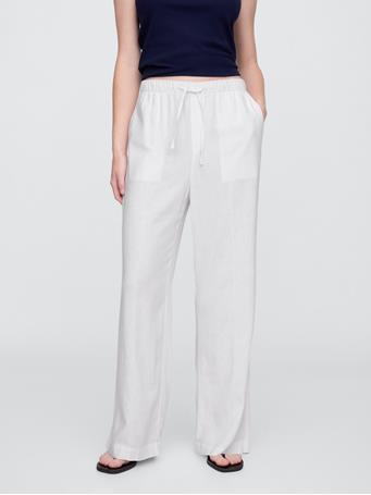GAP - Mid Rise Linen-Blend Pull-On Wide-Leg Pants OPTIC WHITE V6