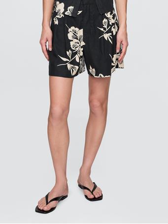 GAP - 365 High Rise Linen-Blend Shorts BLACK FLORAL