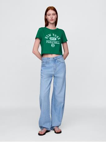 GAP - Organic Cotton VintageSoft Cropped T-Shirt BAIZE GREEN 421