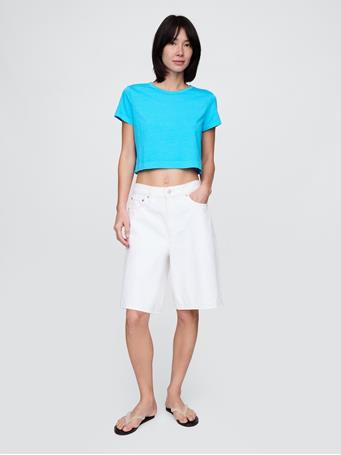 GAP - Organic Cotton VintageSoft Cropped T-Shirt TRUE CYAN BLUE 663