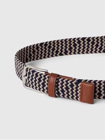 GAP - Braided Vegan-Leather Belt NAVY CHINO STRIPE