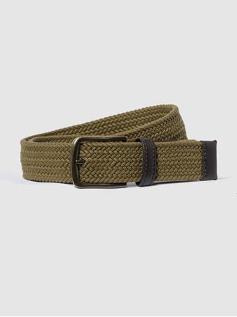GAP - Braided Vegan-Leather Belt DARK OLIVE