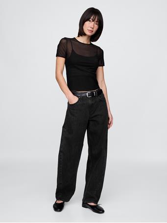 GAP - Mesh Cropped T-Shirt BLACK