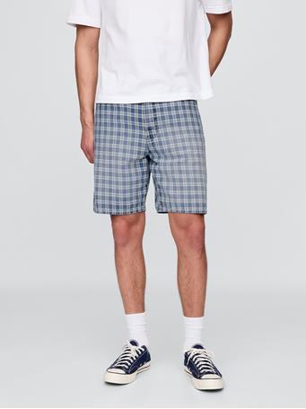 GAP - '90s Loose Denim Plaid Shorts BLUE PLAID