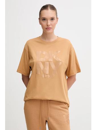 DKNY - Short Sleeve Stacked Satin Logo T-Shirt OATMEAL