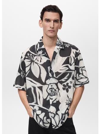 MANGO - Floral Print Shirt BLACK