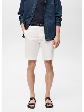 MANGO - Slim-fit Chino Cotton Bermuda Shorts WHITE