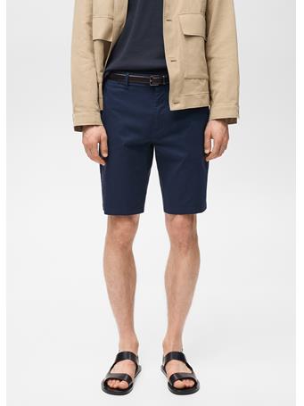 MANGO - Slim-fit Chino Cotton Bermuda Shorts NAVY