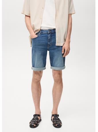 MANGO - Slim-fit Denim Bermuda Shorts DK BLUE