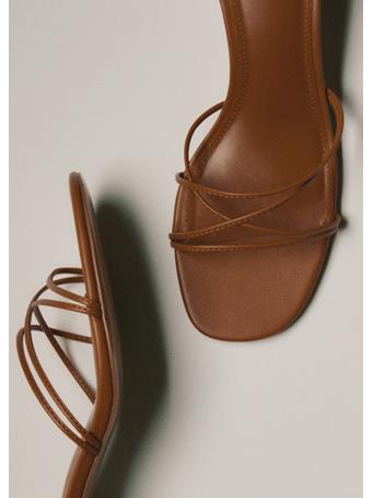 MANGO - Crossed Strap Heeled Sandal MEDIUM BROWN