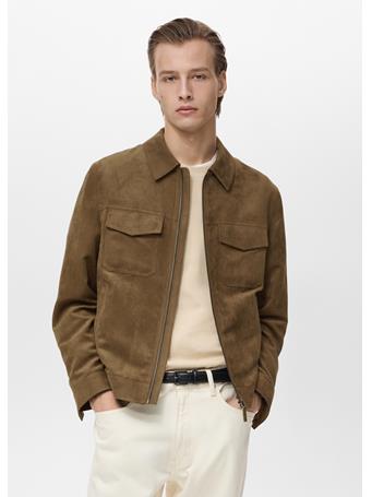 MANGO - Suede-effect Jacket With Zip GREEN