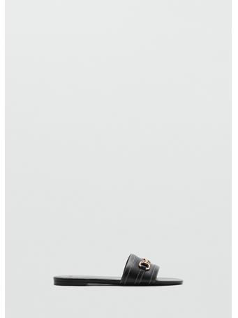 MANGO - Buckle Leather Sandals BLACK