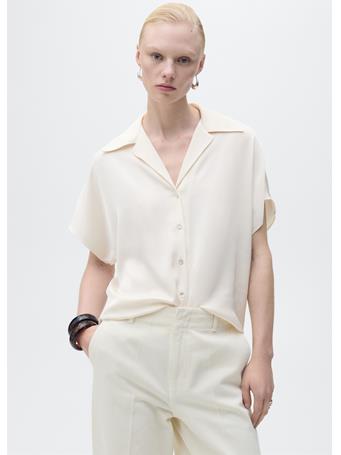 MANGO - Short-sleeved Satin Shirt NATURAL WHITE