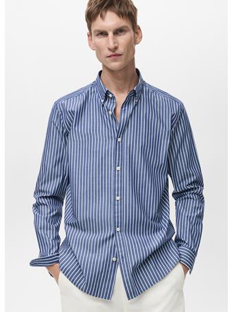 MANGO - Regular-fit 100% Cotton Shirt NAVY