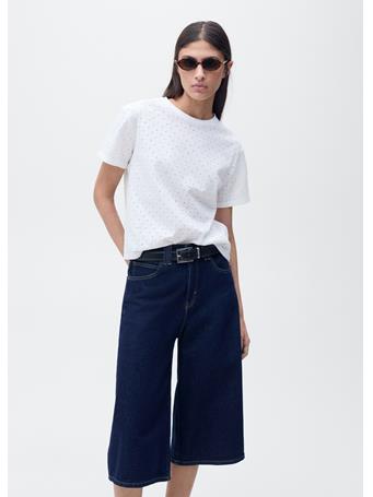 MANGO - Embroidered Openwork T-shirt WHITE