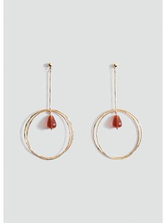 MANGO - Hanging Hoop Earrings With Ball Detail GOLD