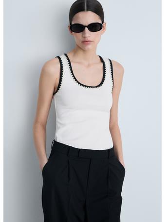 MANGO - Low-cut Top With Contrasting Trim WHITE