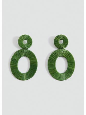 MANGO - Natural Fiber Circular-design Earrings GREEN