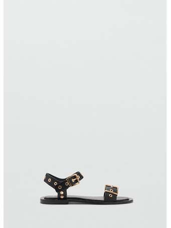 MANGO - Strappy Sandals With Eyelets BLACK