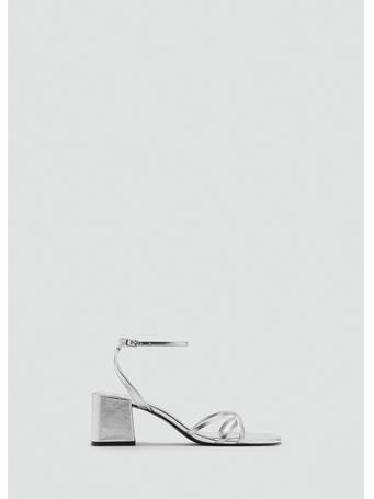MANGO - Crossed Strap Heeled Sandal LT PASTEL GREY