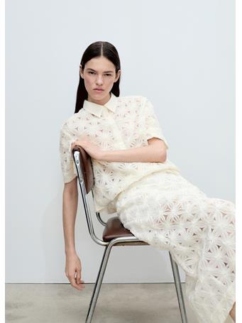 MANGO - Openwork Floral Textured Shirt NATURAL WHITE