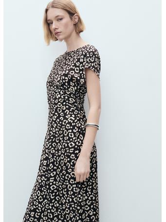 MANGO - Leopard-print Dress With Frayed Ends BLACK