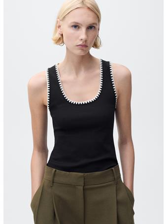MANGO - Low-cut Top With Contrasting Trim BLACK