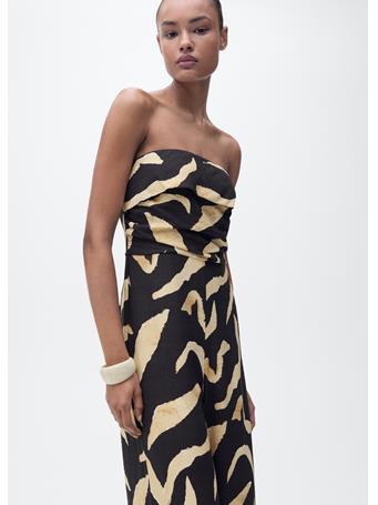 MANGO - Printed Strapless Jumpsuit BLACK