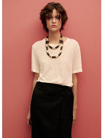 MANGO - Linen Sarong Skirt BLACK