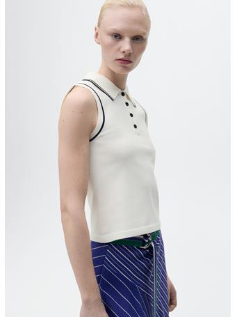 MANGO - Polo-neck Knitted Top With Contrasting Trims NATURAL WHITE