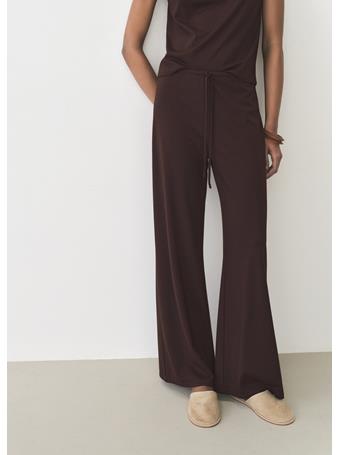 MANGO - Wideleg Trousers With Elastic Waist DARK BROWN