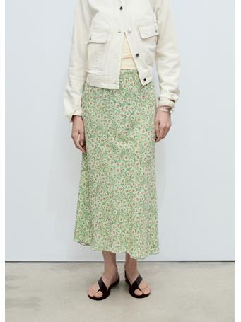 MANGO - Long Floral Flared Skirt GREEN