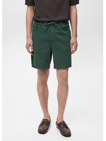 MANGO - Denim Bermuda Shorts With Drawstring DK GREEN