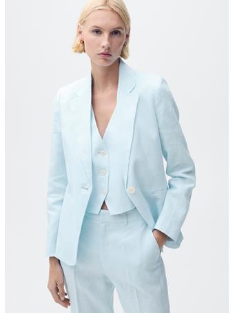 MANGO - Linen Suit Blazer MEDIUM BLUE