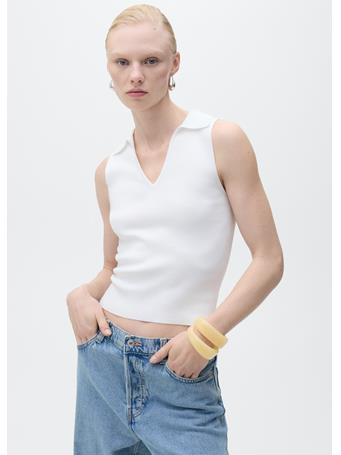 MANGO - Polo-neck Knitted Top NATURAL WHITE
