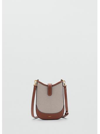 MANGO - Canvas Crossbody Cell Phone Case MEDIUM BROWN