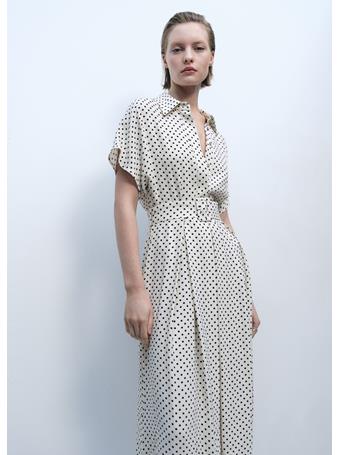 MANGO - Polka-dot Dress With Belt NATURAL WHITE