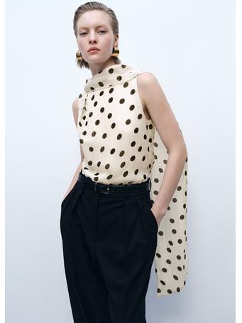 MANGO - Polka-dot Wrap-neck Blouse NATURAL WHITE