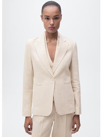 MANGO - Linen Suit Blazer LIGHT BEIGE