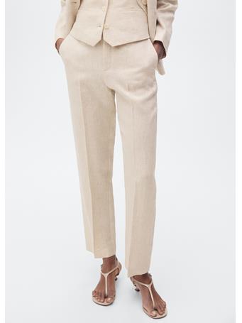 MANGO - Linen Suit Trousers LIGHT BEIGE