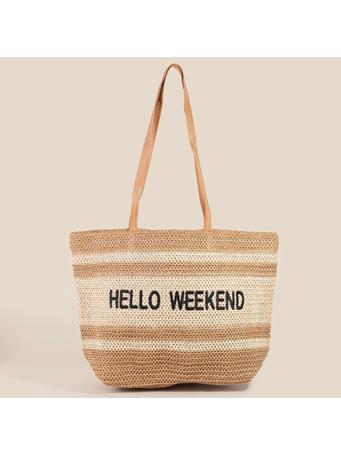 ANARCHY STREET - Hello Weekend Straw Braided Tote Bag TAN